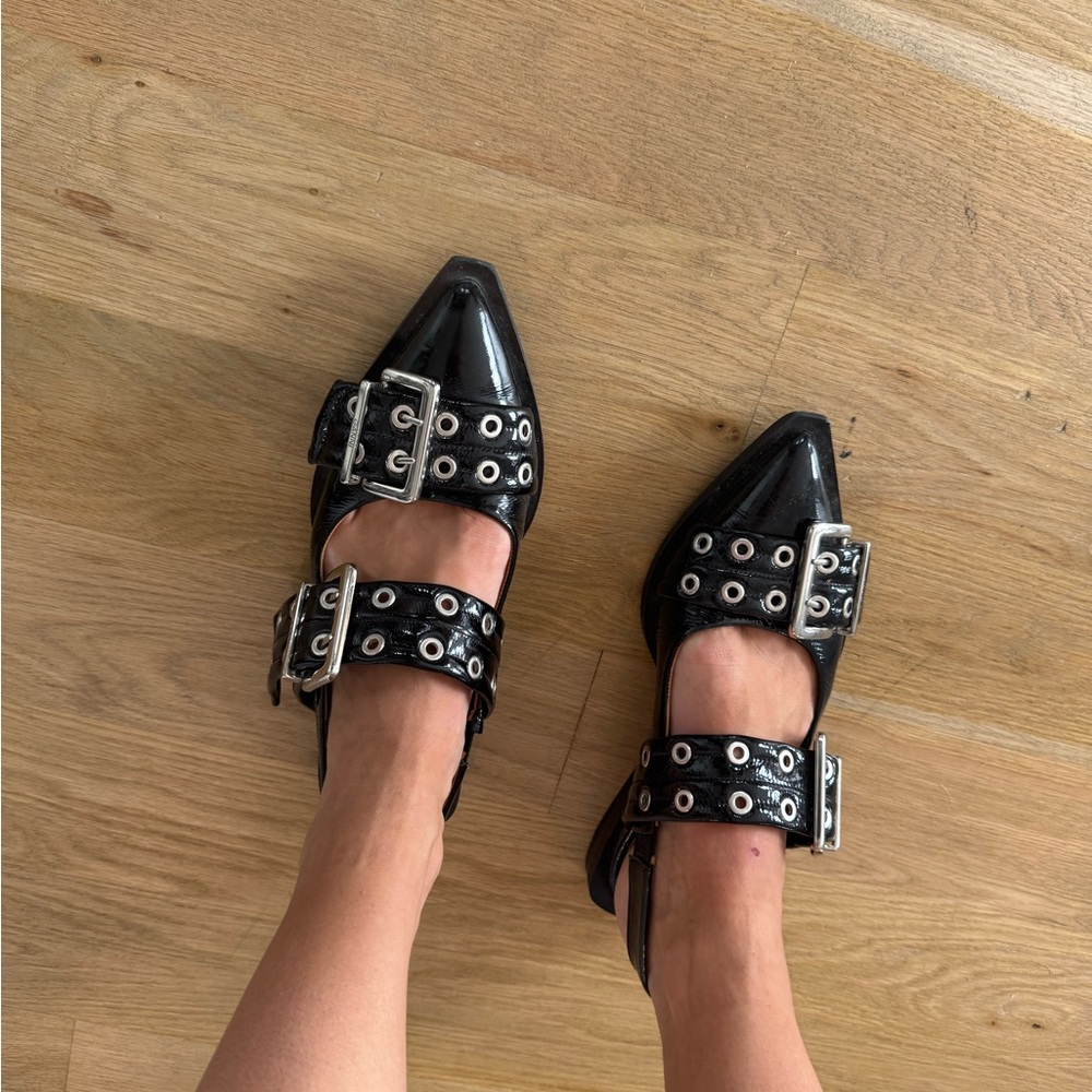 Ganni buckle ballet flats